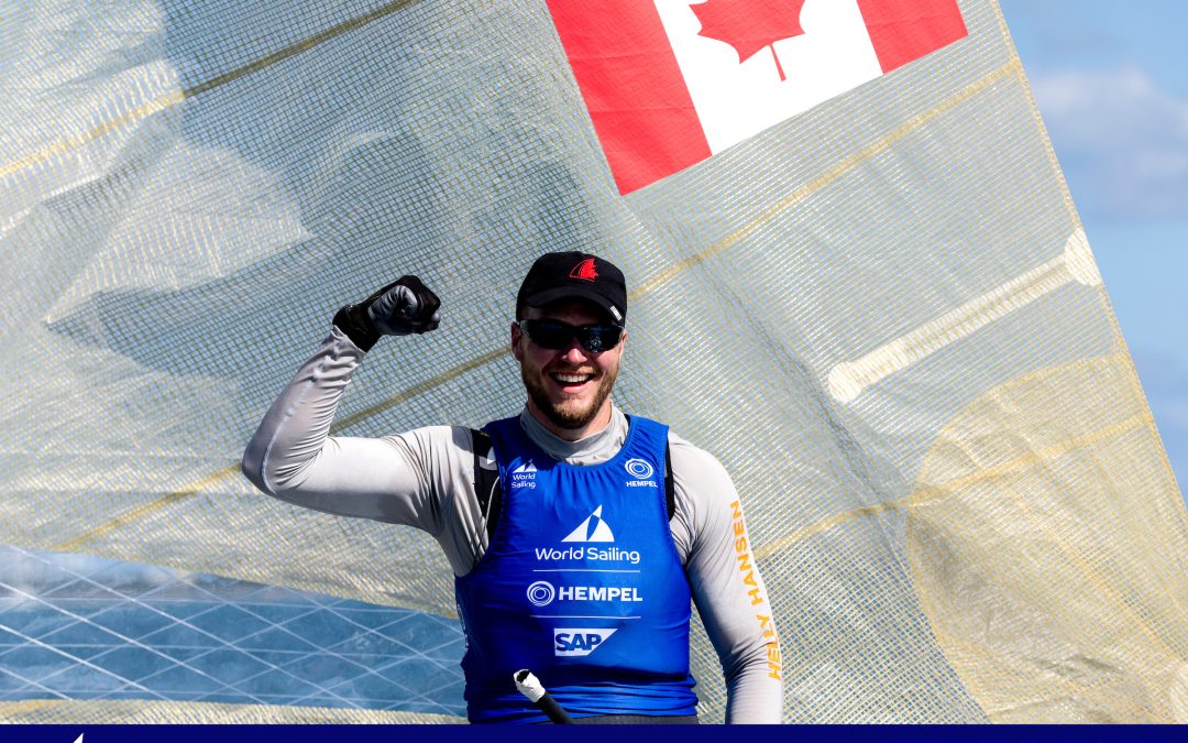 Kyle Martin stands on the podium at the Miami World Cup