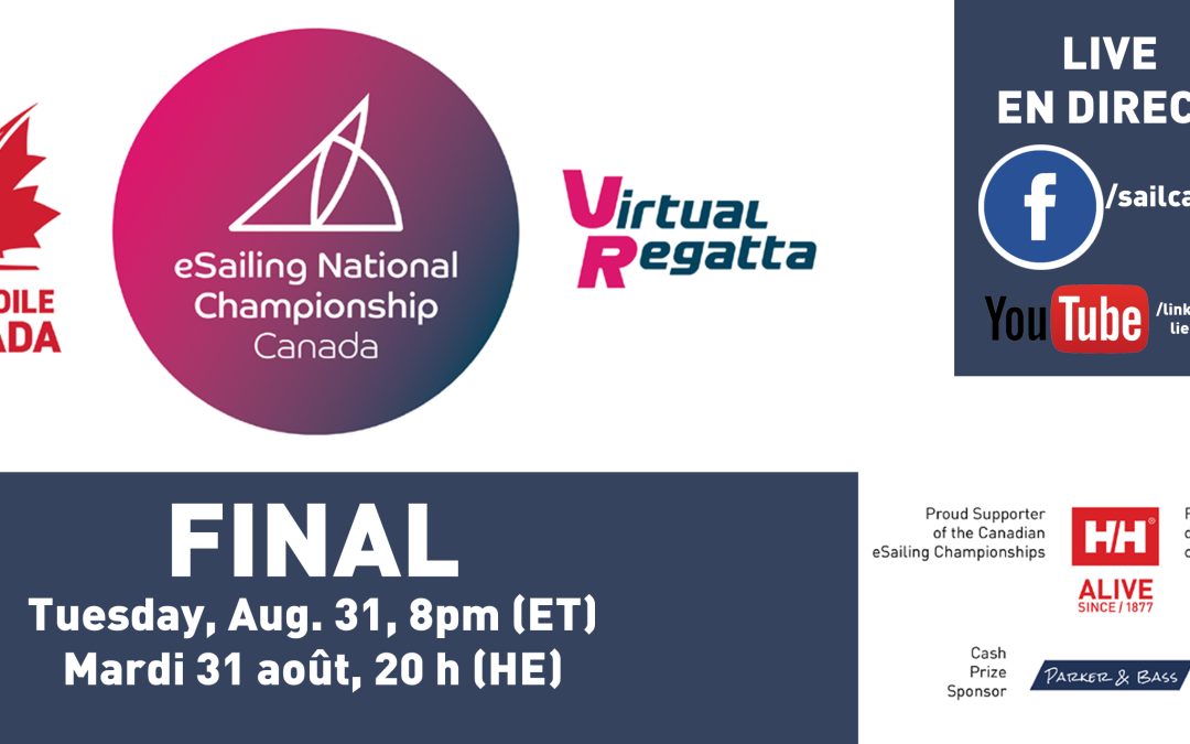 2021 Canadian eSailing Championship: final races to be broadcast live Tuesday, Aug. 31, at 8pm (ET)